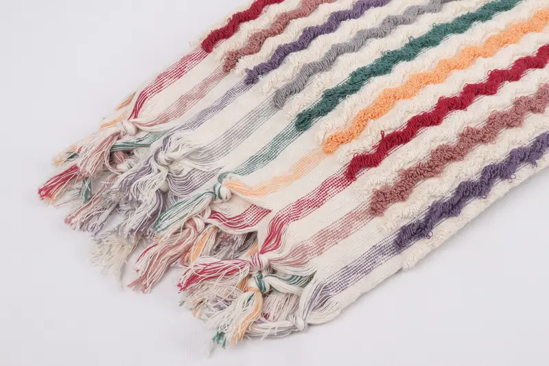 Bridesmaid Gift, Thin towel, Personalized Towel, Wedding Gift Ideas, Wedding Towel, Custom Towel Beach, 70x40 Cotton Pom Pom Zigzag Design Towel - 7