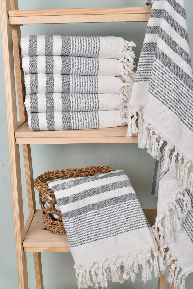 Wedding Gift, Custom Turkish Towel, 68x40 Cotton Striped Terry Towel, Peshtemal Towel, Organic Turkish towel, Oversized Beach Towel, Spa Gift - 3