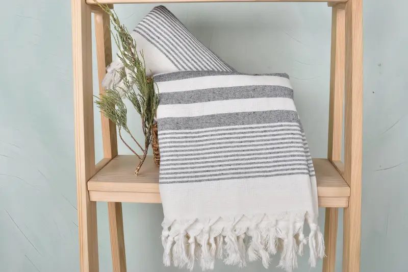 Wedding Gift, Custom Turkish Towel, 68x40 Cotton Striped Terry Towel, Peshtemal Towel, Organic Turkish towel, Oversized Beach Towel, Spa Gift - 4