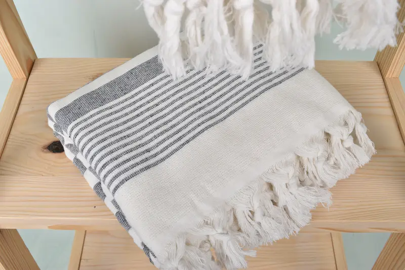 Wedding Gift, Custom Turkish Towel, 68x40 Cotton Striped Terry Towel, Peshtemal Towel, Organic Turkish towel, Oversized Beach Towel, Spa Gift - 5