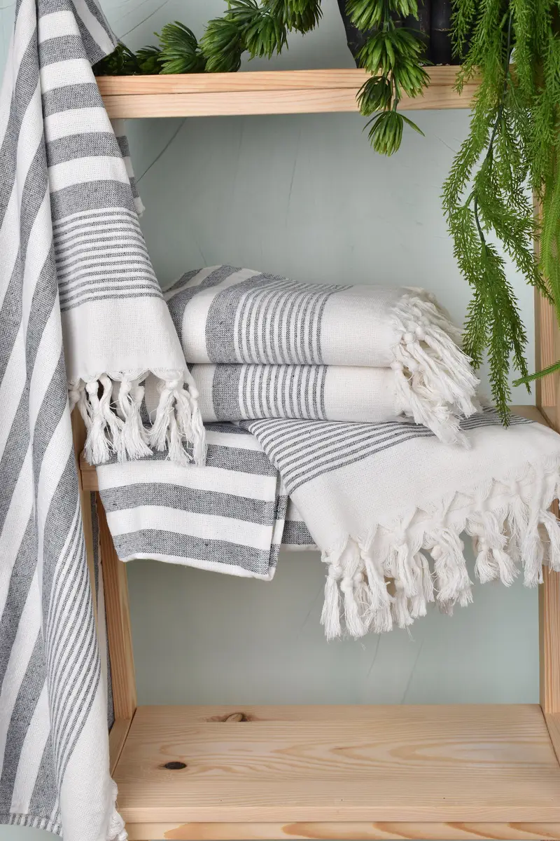 Wedding Gift, Custom Turkish Towel, 68x40 Cotton Striped Terry Towel, Peshtemal Towel, Organic Turkish towel, Oversized Beach Towel, Spa Gift - 6