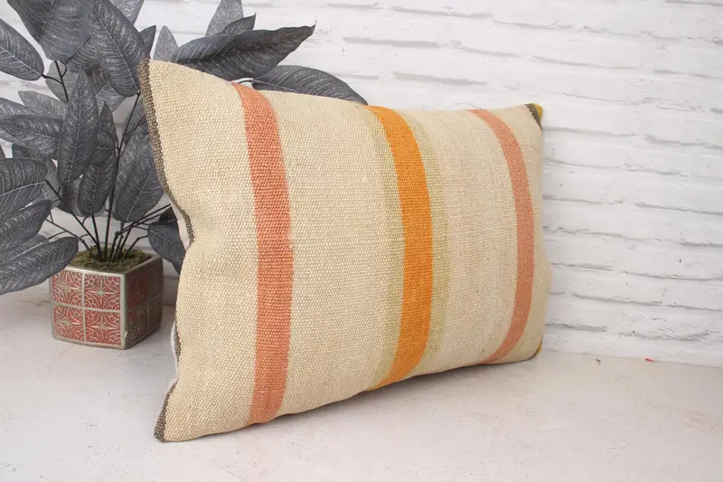 Ethnical Kilim Rug Pillow, Christmas Cushion, Kilim Pillow, Pillow, Kilim Pillow Cover, 16x24 Beige Cushion Cover, Customized Pillow Sham - 3