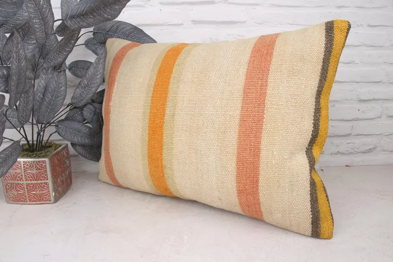 Ethnical Kilim Rug Pillow, Christmas Cushion, Kilim Pillow, Pillow, Kilim Pillow Cover, 16x24 Beige Cushion Cover, Customized Pillow Sham - 4