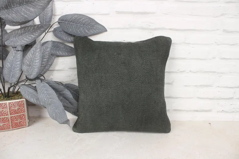 Almohada turca, funda de cojín personalizada, almohada, almohada estética, cubierta de almohada verde 14x14, almohada auténtica, almohada vintage kilim, almohada de kilim - 1