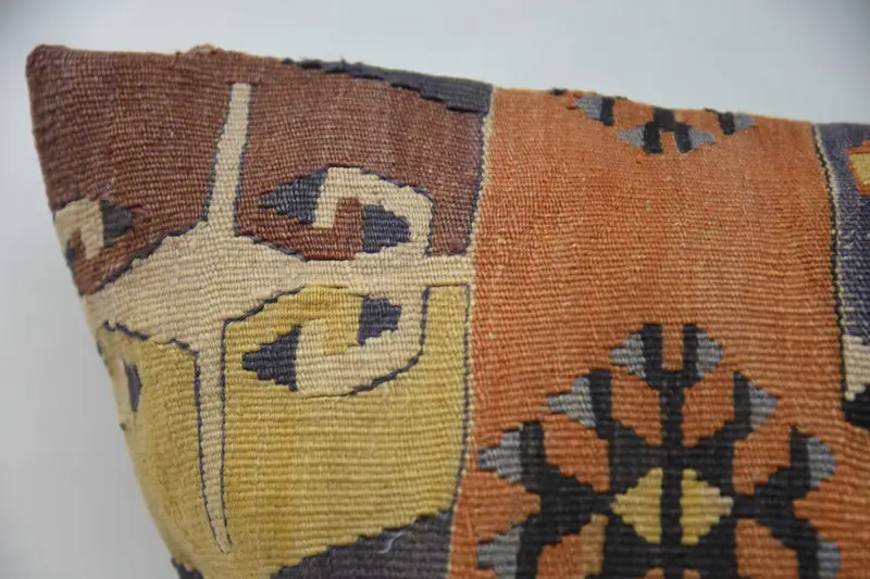Outdoor Pillow Cover, Kilim Cushion Sham, Antique Pillows, Turkish Pillow, Customized Pillow, Pillow, 20x28 Orange Pillow, Retro Cushion - 2