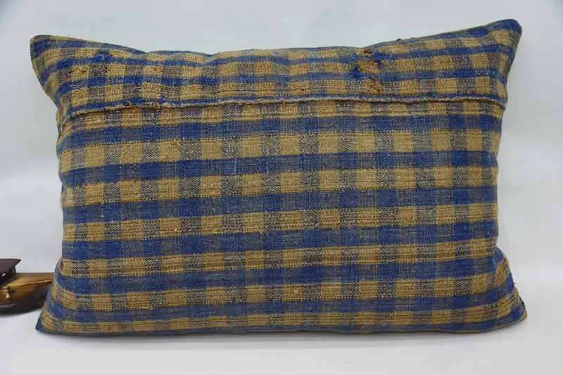 Vintage Blue Pillowcase, Moroccan 20x28 inch Euro Sham, Room Makeover Striped Cushion - 1