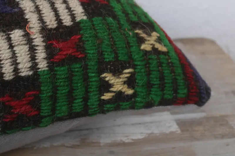 Pillow Case, 12x24 Blue Pillow, Nomadic Pillow Sham, Bolster Cushion Cover, Turkish Kilim Pillow, Vintage Pillow, Antique Pillows - 6