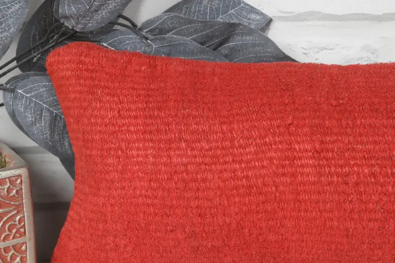 Kilim Pillow, Ethnical Kilim Rug Pillow, Pillow Cover, Sustainable Pillow, Vintage Pillow, 8x16 Red Cushion Cover, Pet Pillow Cover - 2