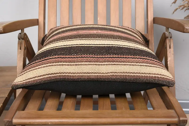Tapestry Pillow Cover, Throw Kilim Pillow, Kilim Pillow Cover, Vintage Throw Cushion Case, Vintage Pillow, Cushion, 18x18 Brown Pillow Cover - 5