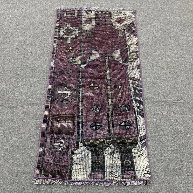 Lila abstrakter Teppich, 1,8 x 3,6 Fuß, elegantes Dekor