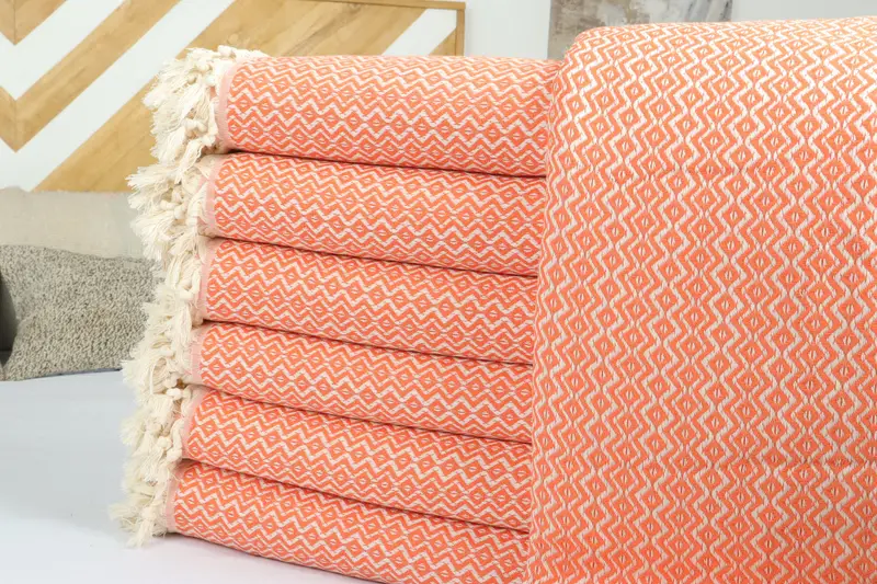 Xmas Gifts, Housewarming Gift, 96x80 Cotton Diamond Towel, Turkish Blanket, Wedding Hand Made Gift, Bridal Shower Gift, Turkish Blanket Queen - 2