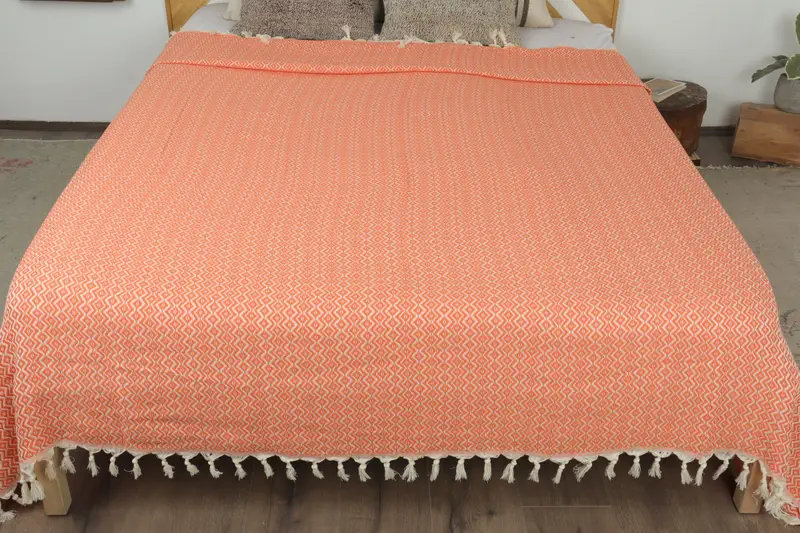 Xmas Gifts, Housewarming Gift, 96x80 Cotton Diamond Towel, Turkish Blanket, Wedding Hand Made Gift, Bridal Shower Gift, Turkish Blanket Queen - 8