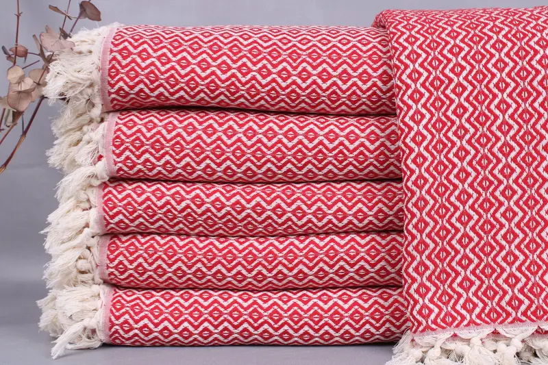 Sofa Blanket Turkish Throw Beige Diamond, 79x95 Inches Bed Cover