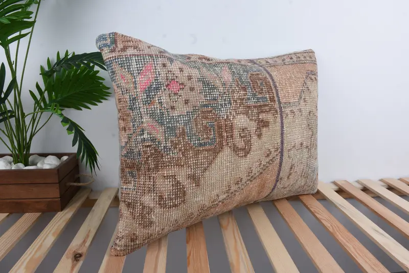 Turkish Bench Pillow Sham, Office Chair Cushion Case, Vintage Pillow, Cushion, 20x28 Beige Cushion Cover, Home Decor Pillow, Turkish Kilim Pillow - 4