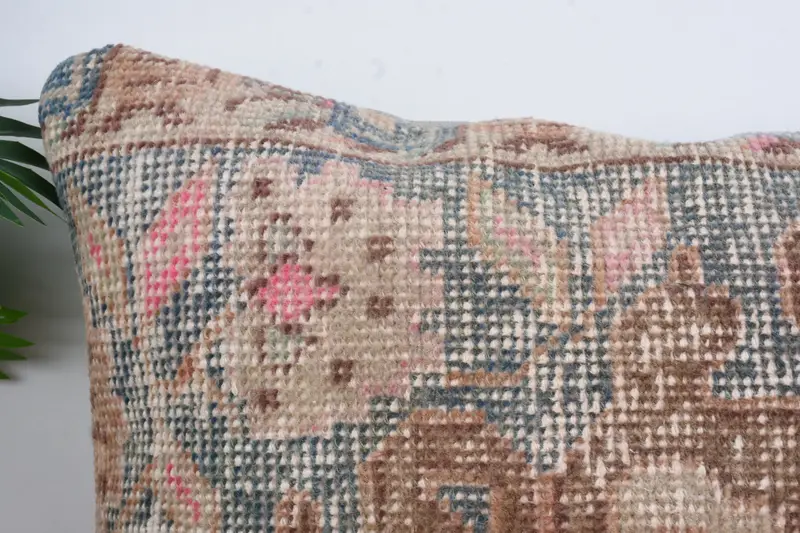 Turkish Bench Pillow Sham, Office Chair Cushion Case, Vintage Pillow, Cushion, 20x28 Beige Cushion Cover, Home Decor Pillow, Turkish Kilim Pillow - 2