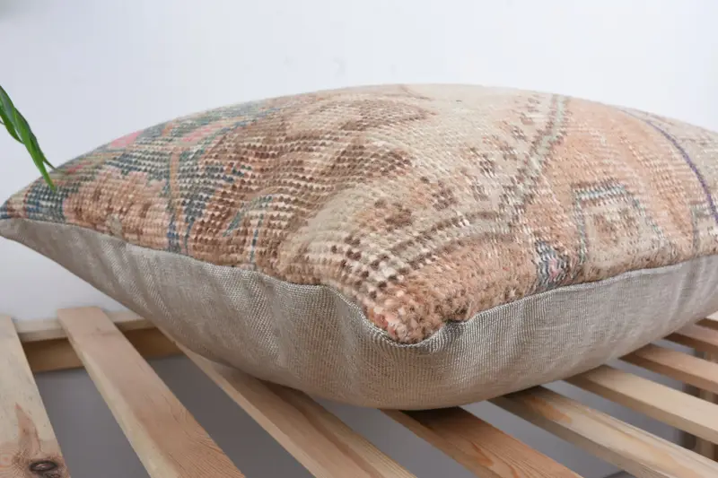 Turkish Bench Pillow Sham, Office Chair Cushion Case, Vintage Pillow, Cushion, 20x28 Beige Cushion Cover, Home Decor Pillow, Turkish Kilim Pillow - 6