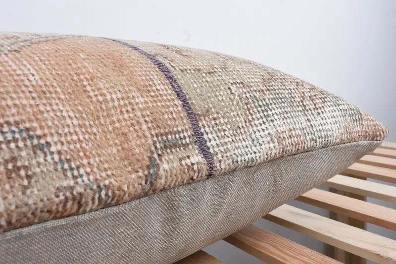 Turkish Bench Pillow Sham, Office Chair Cushion Case, Vintage Pillow, Cushion, 20x28 Beige Cushion Cover, Home Decor Pillow, Turkish Kilim Pillow - 7
