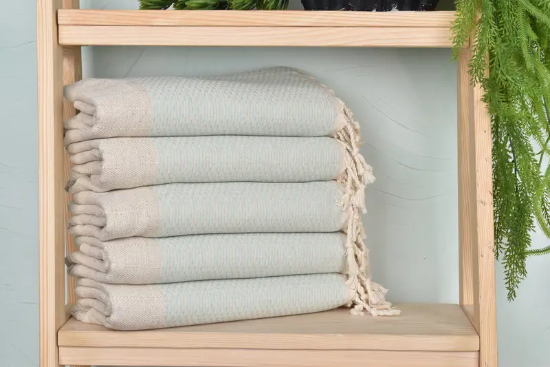 Turkish Beach Towel Polka Dot Mint Cotton, 40x71 Inches