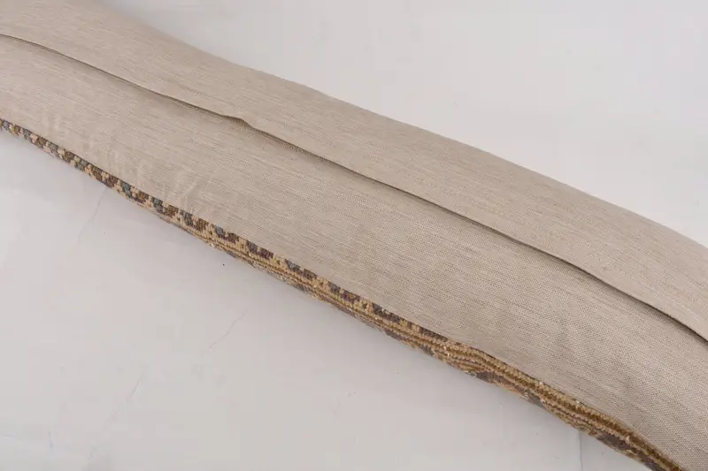 ニュートラルスロー枕カバー、トルコの枕、枕、民族キリムラグ枕、インテリアデザイナー枕、12x48茶色のクッションカバー、床クッション - 7