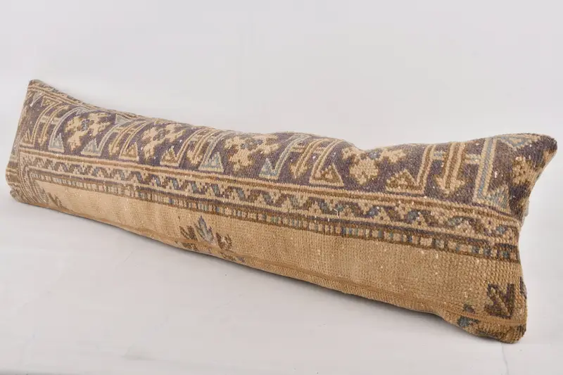 ニュートラルスロー枕カバー、トルコの枕、枕、民族キリムラグ枕、インテリアデザイナー枕、12x48茶色のクッションカバー、床クッション - 3