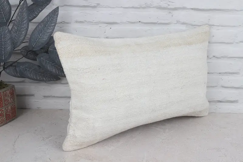 Vintage Pillow Sham, 12x20 White Cushion Case, Vintage Kilim Throw Pillow, Kilim Pillow Cover, Pillow Sham, Retro Pillow, Turkish Kilim Pillow - 3