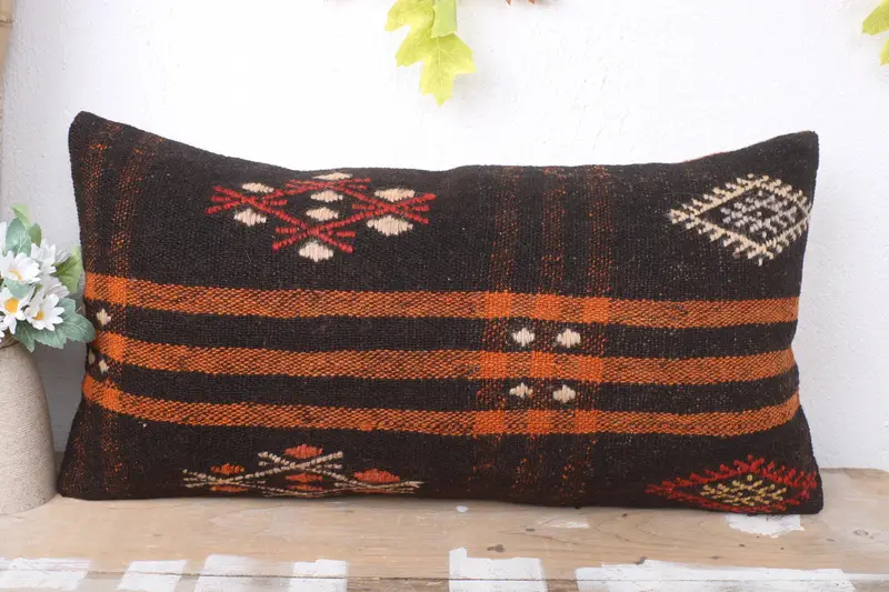 Kissengehäuse, Kissen für Sofa, türkisches Kissen, 12x24 braunes Kissengehäuse, Kissen für Couch, authentisches Kissengehäuse, Art Deco -Kissen - 2