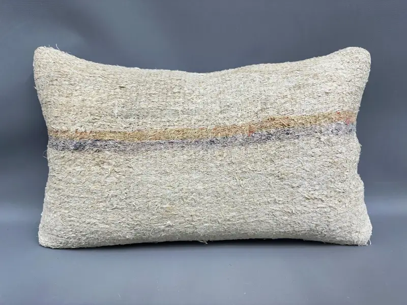 Pillow for Sofa, 12x20 Beige Pillow, Pillow for Couch, Kilim Pillow, Cushion Case, Farmhouse Pillow Cover, Square Throw Cushion - 4