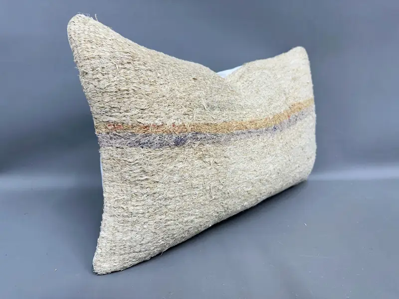 Pillow for Sofa, 12x20 Beige Pillow, Pillow for Couch, Kilim Pillow, Cushion Case, Farmhouse Pillow Cover, Square Throw Cushion - 2