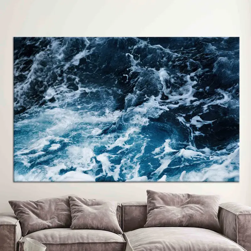 エレガントな海景キャンバス: 青い海の波アートプリント