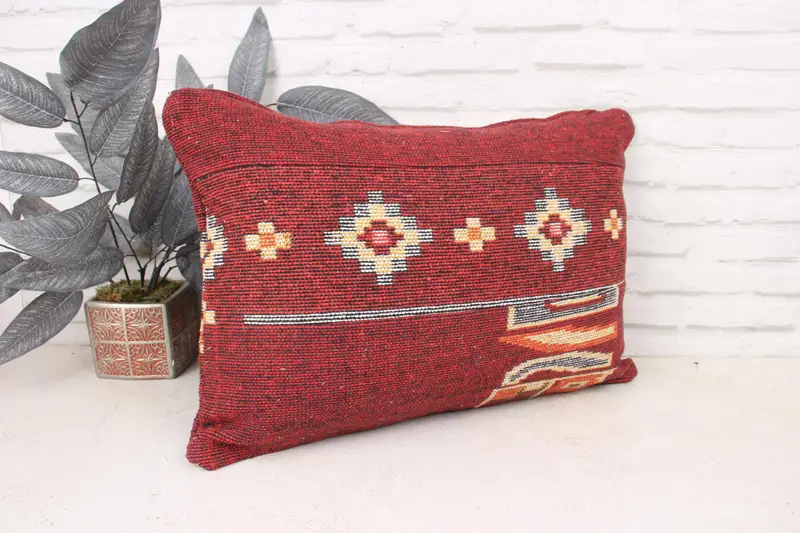 Gift Pillow, Vintage Pillow, Retro Throw Pillow Cover, Customized Pillow Sham, Turkish Pillow, Cushion Cover, 16x24 Red Cushion Cover - 3