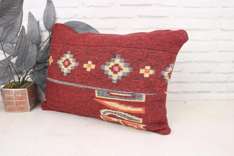 Gift Pillow, Vintage Pillow, Retro Throw Pillow Cover, Customized Pillow Sham, Turkish Pillow, Cushion Cover, 16x24 Red Cushion Cover - 4