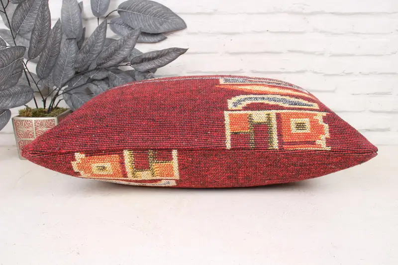 Gift Pillow, Vintage Pillow, Retro Throw Pillow Cover, Customized Pillow Sham, Turkish Pillow, Cushion Cover, 16x24 Red Cushion Cover - 5