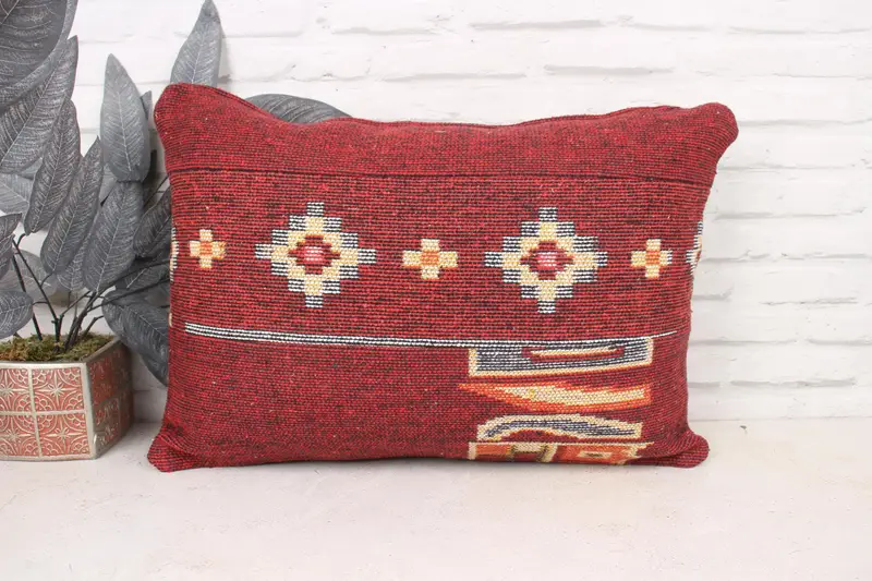 Gift Pillow, Vintage Pillow, Retro Throw Pillow Cover, Customized Pillow Sham, Turkish Pillow, Cushion Cover, 16x24 Red Cushion Cover - 1