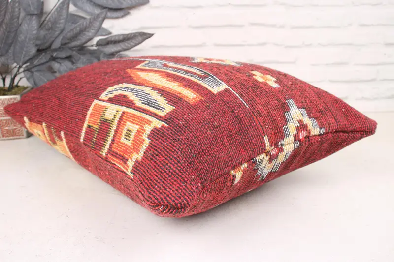Gift Pillow, Vintage Pillow, Retro Throw Pillow Cover, Customized Pillow Sham, Turkish Pillow, Cushion Cover, 16x24 Red Cushion Cover - 6