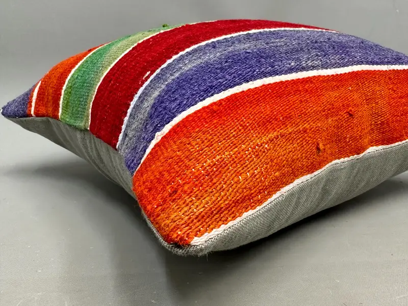 Vintage -Kilim -Kissen, Vintage Kilim Throw -Kissen, 18x18 Purple Cishion -Hülle, Custom -Kissen -Hülle, Kilim -Kissen, Kissen - 6