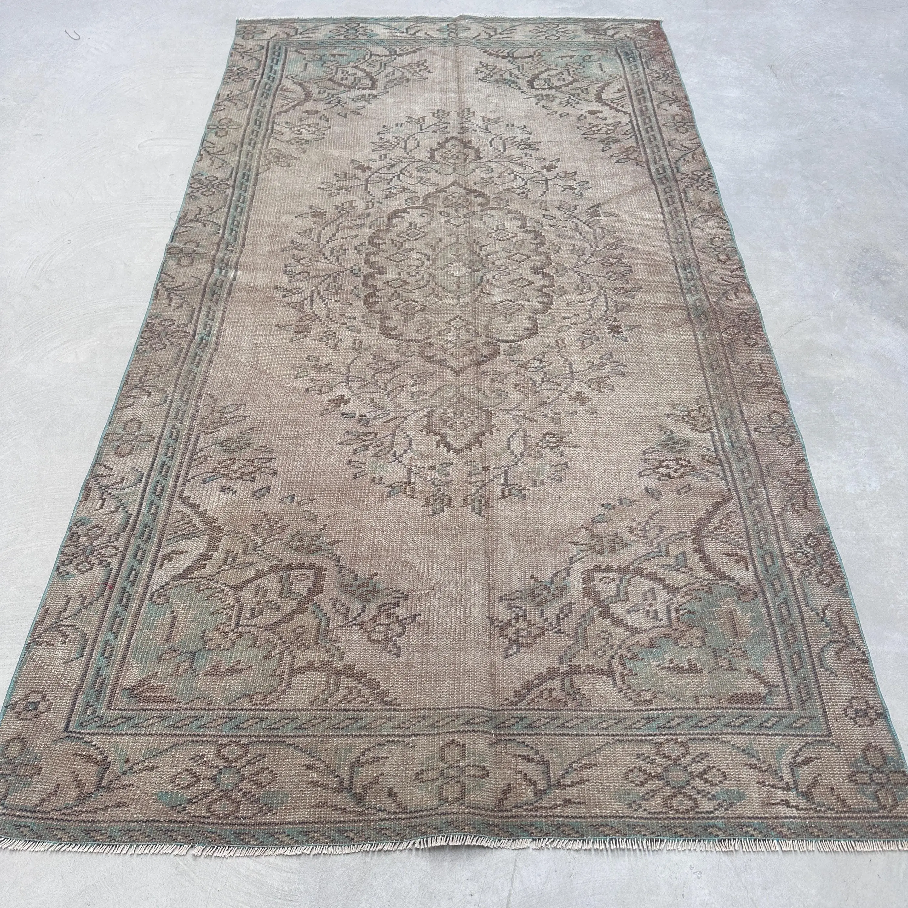 Türk Vintage Halısı, 5x9.1 ft Büyük Halı, Kahverengi Bordürlü Halı - 1