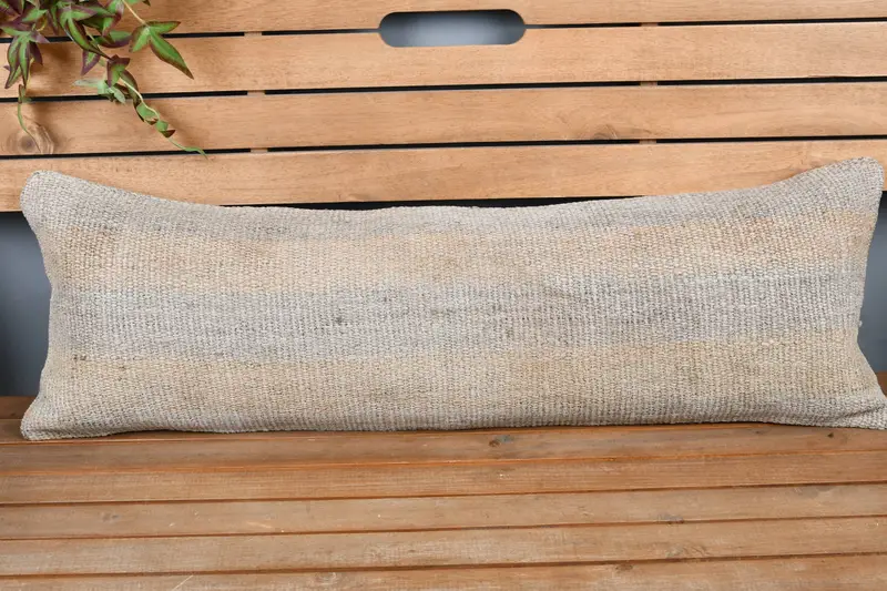 Handwoven Cushion Cover, Pillow for Sofa, Designer Throw Pillow, 12x36 Beige Pillow Case, Home Decor Pillow, Cushion, Boho Pillow, Yoga Pillow Cover - 6