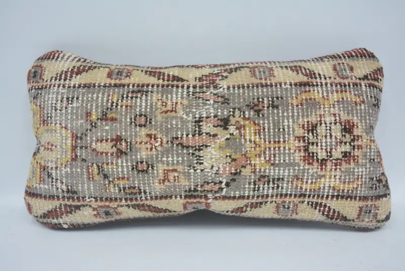 Turkish Kilim Pillow, Neutral Pillow, 8x16 Gray Pillow, Throw Kilim Pillow, Turkish Corner Pillow, Pillow for Couch, Pillow Case - 1