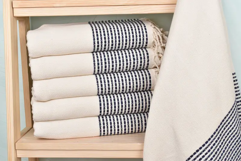 Turkish Blanket Navy Organic Cotton Towel, 36x69 Inches