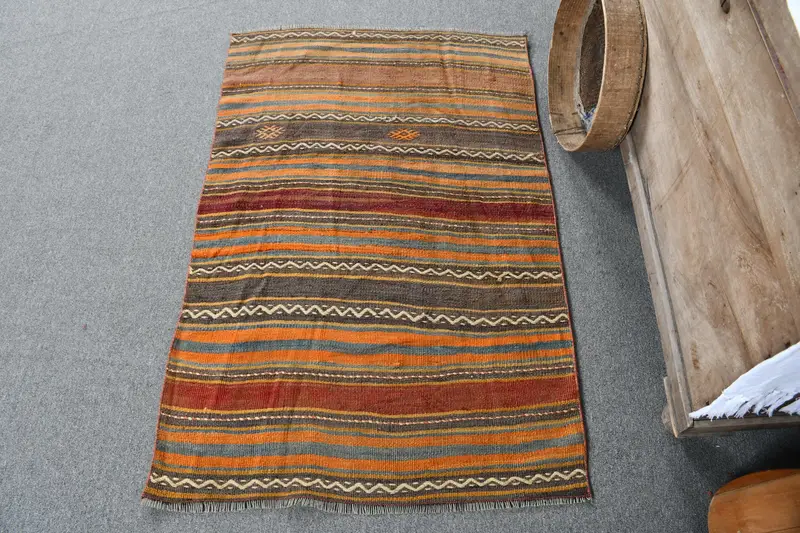 Orange & Purple Rug, 2,7x4,1 ft Botanical Design