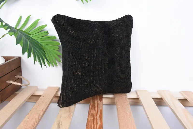 Kilim Cushion Sham, 12x12 Brown Cushion Cover, Outdoor Bolster Pillow Cover, Antique Pillows, Pillow Case, Home Decor Pillow - 4