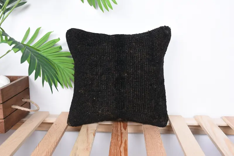 Kilim Cushion Sham, 12x12 Brown Cushion Cover, Outdoor Bolster Pillow Cover, Antique Pillows, Pillow Case, Home Decor Pillow - 1