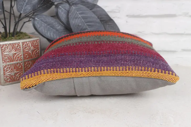 Vintage Kilim Throw Pillow, Outdoor Throw Cushion Cover, Gift Pillow, 12x12 Red Pillow Case, Cushion Cover, Vintage Kilim Pillow - 5