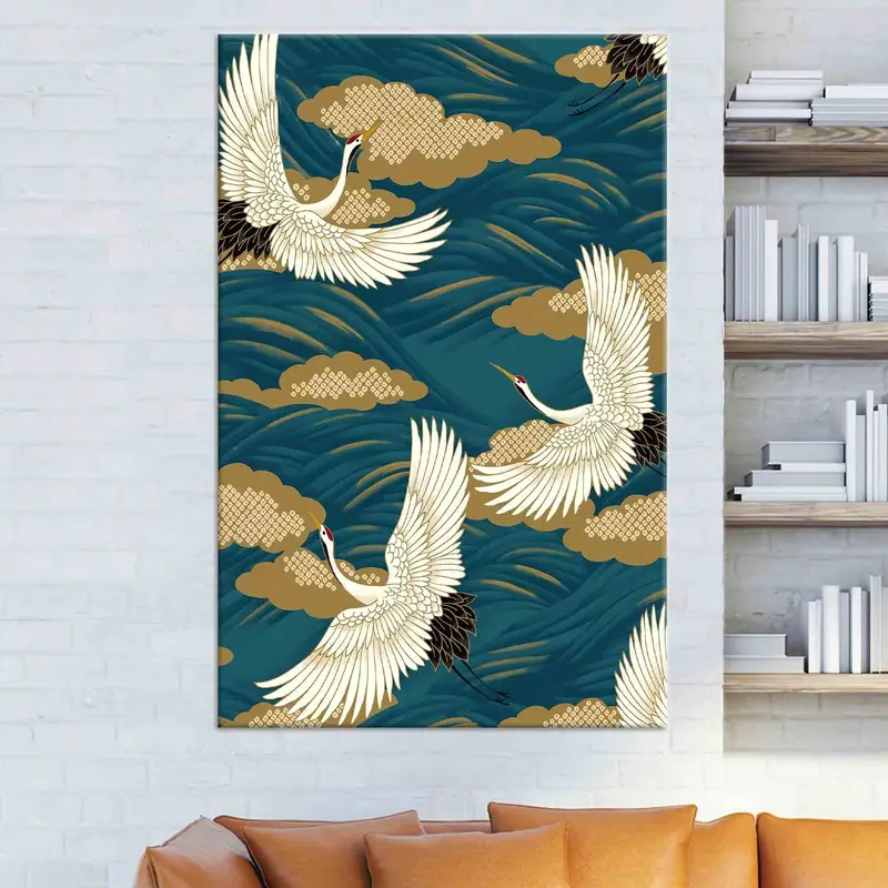 Japanese Crane Bird, Japanese Wall Art, Canvas Wall Art, Crane Birds Wall Decor, Living Room Wall Art, Personalized Wall Art, Home Decor, - 3