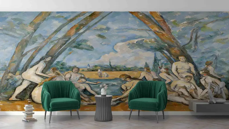 The Large Bathers Wall Paper, Bathroom Mural, Reproduction Wall Poster, Patterns And How To, Cezanne Mural, Accent Wall, Wallpaper Art, - 10