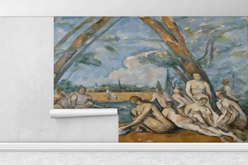 The Large Bathers Wall Paper, Bathroom Mural, Reproduction Wall Poster, Patterns And How To, Cezanne Mural, Accent Wall, Wallpaper Art, - 1