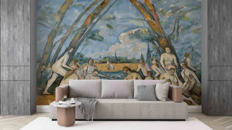 The Large Bathers Wall Paper, Bathroom Mural, Reproduction Wall Poster, Patterns And How To, Cezanne Mural, Accent Wall, Wallpaper Art, - 4