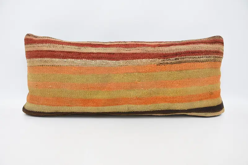 16x36 Orange Cushion Cover, Vintage Kilim Pillow, Handmade Pillow, Pillow Sham, Boho Pillow Sham Cover, Antique Pillows, Kilim Rug Pillow Sham - 1