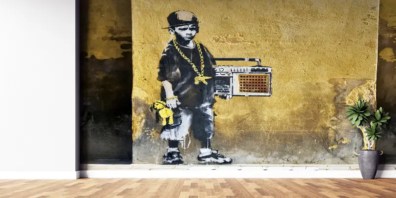 アーバン バイブス: ヒップホップとバンクシー アートにインスピレーションを得たプリント壁紙