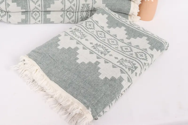 Woven Throw Blanket, King Size Bedspread, Turkish Beach Blanket, Tablecloth, Custom Wedding Gifts, 86x56 Cotton Kilim Towel, Turkish Blanket Queen - 5